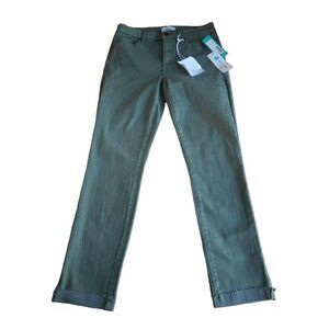 Pistola womens Sz 27 wash green drea slim straight scissor cut hem jeans